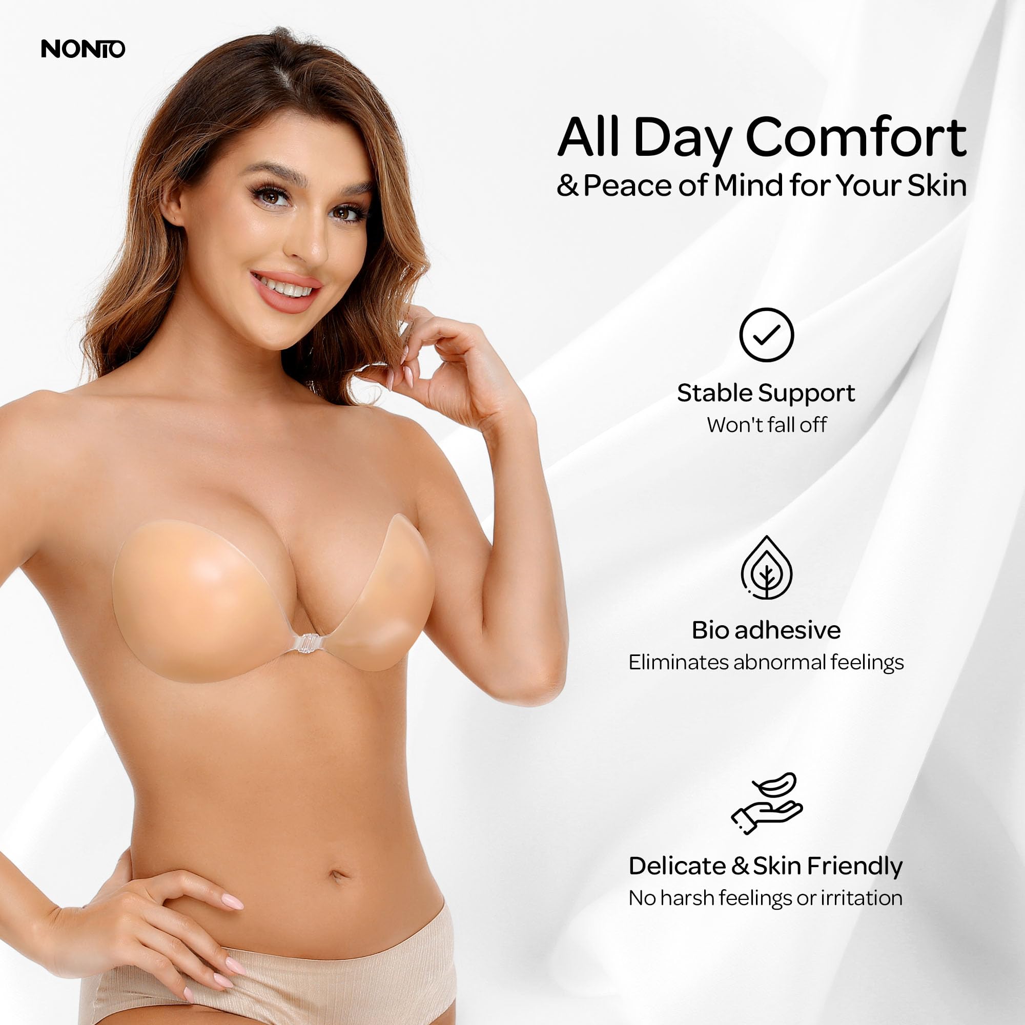 Strapless Bra Backless - Sujetador Adhesivo sin Tirantes, Invisible, con