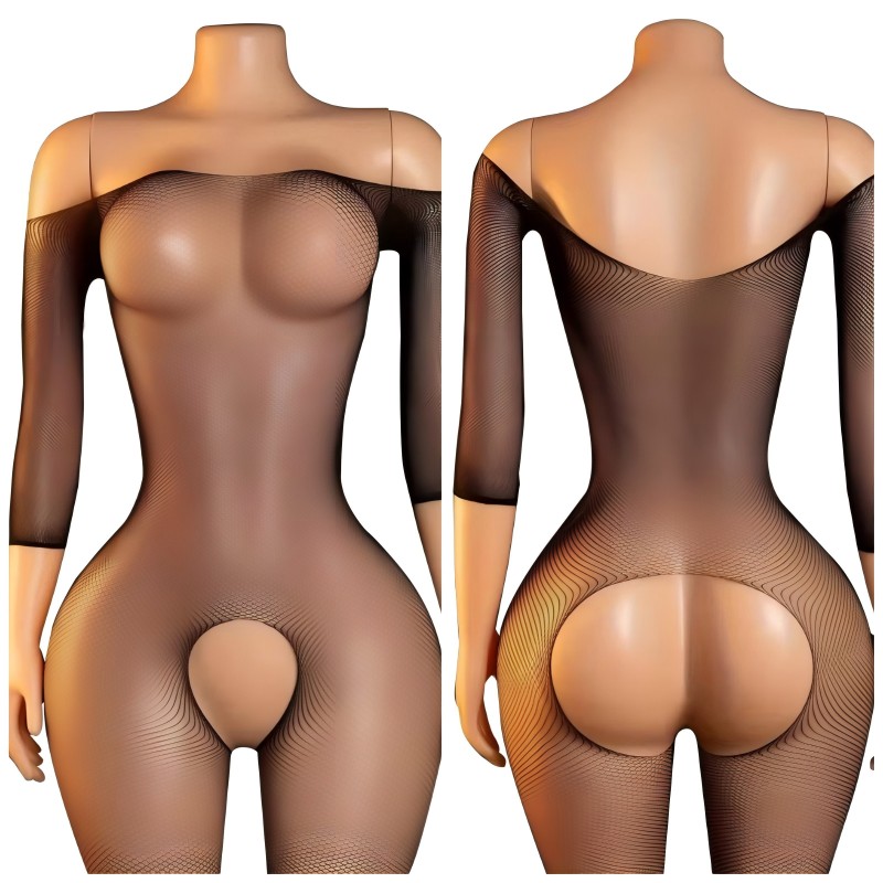 Bodystocking Fishnet - Medias sexys sin entrepierna para mujer,