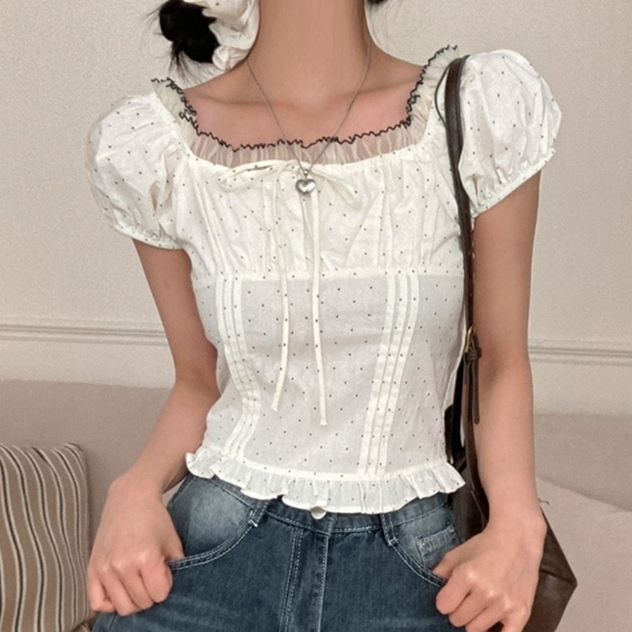 Corset Waist Cinch - Blusa de verano estilo coreano con