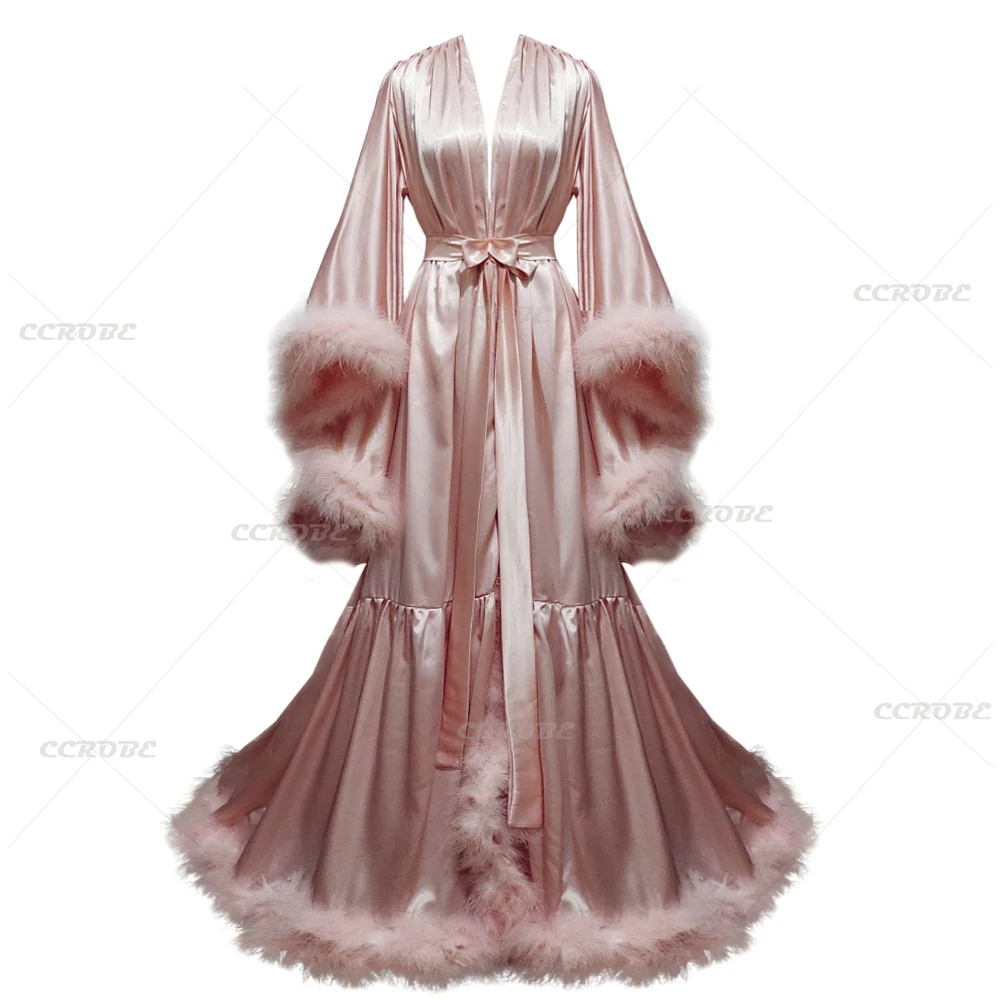 Robe Silk Women - Albornoz con mangas acampanadas para mujer,