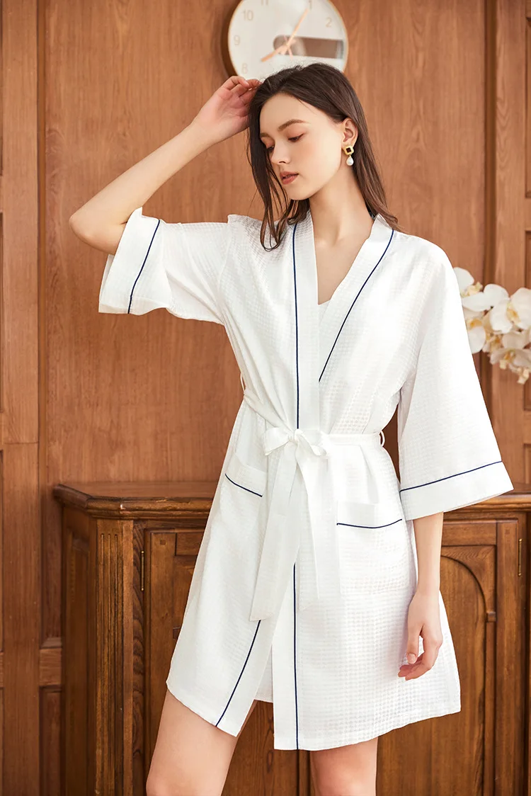 Robe Silk Women - Waffle Jacquard 100% batas de seda