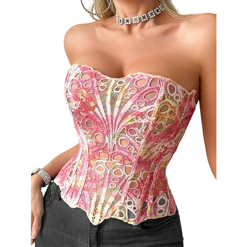Cami Top Lace - Corsé sexy de malla transparente transpirable,