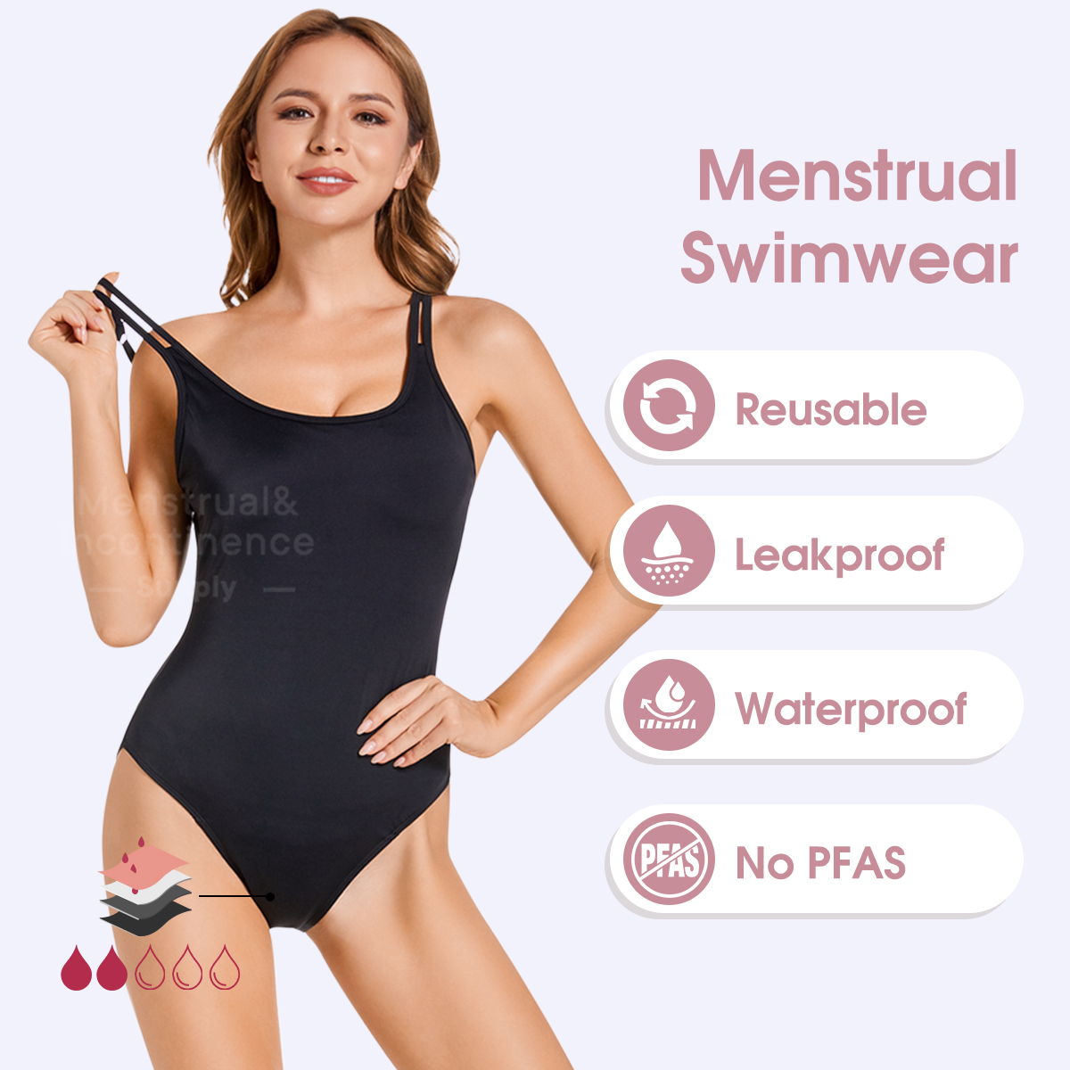 Period Panty Absorbent - Traje de baño menstrual de una