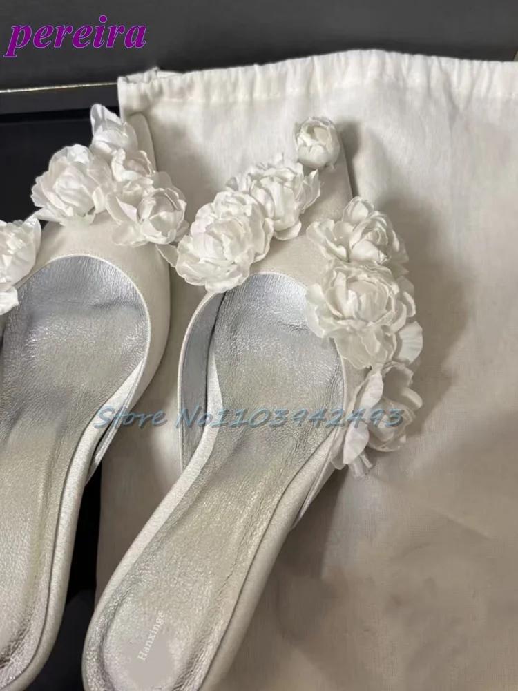 Slip Dress Satin - Sandalias de boda con múltiples flores,