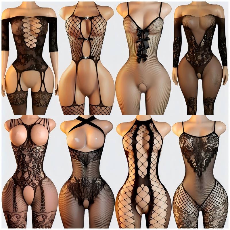 Bodystocking Fishnet - Conjunto de lencería sexy para mujer,