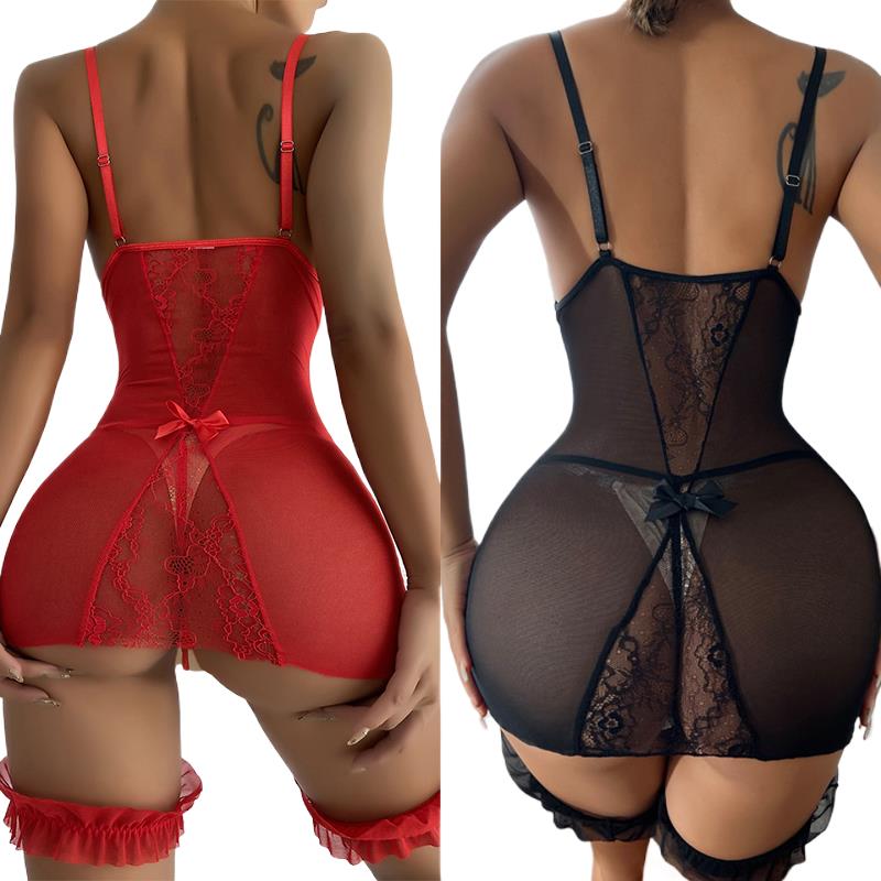 Babydoll Chemise Night - Vestido de noche transparente con tirantes
