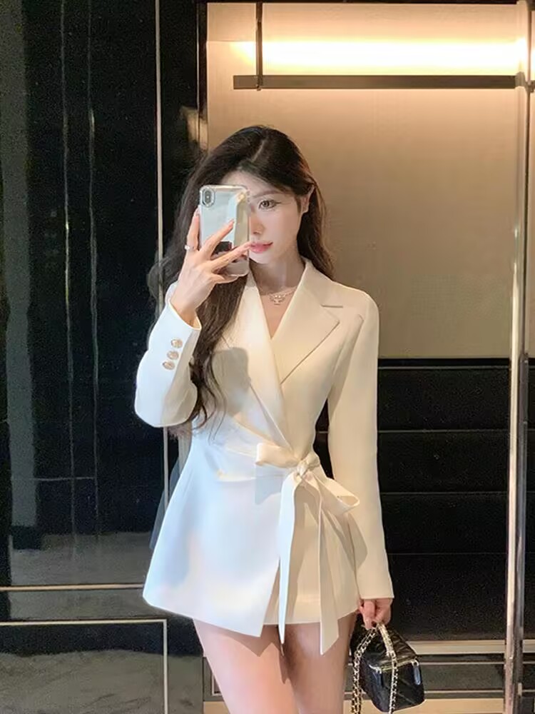 Blazer de Color Sólido, Estilo - Corset Waist Cinch reseña y precio