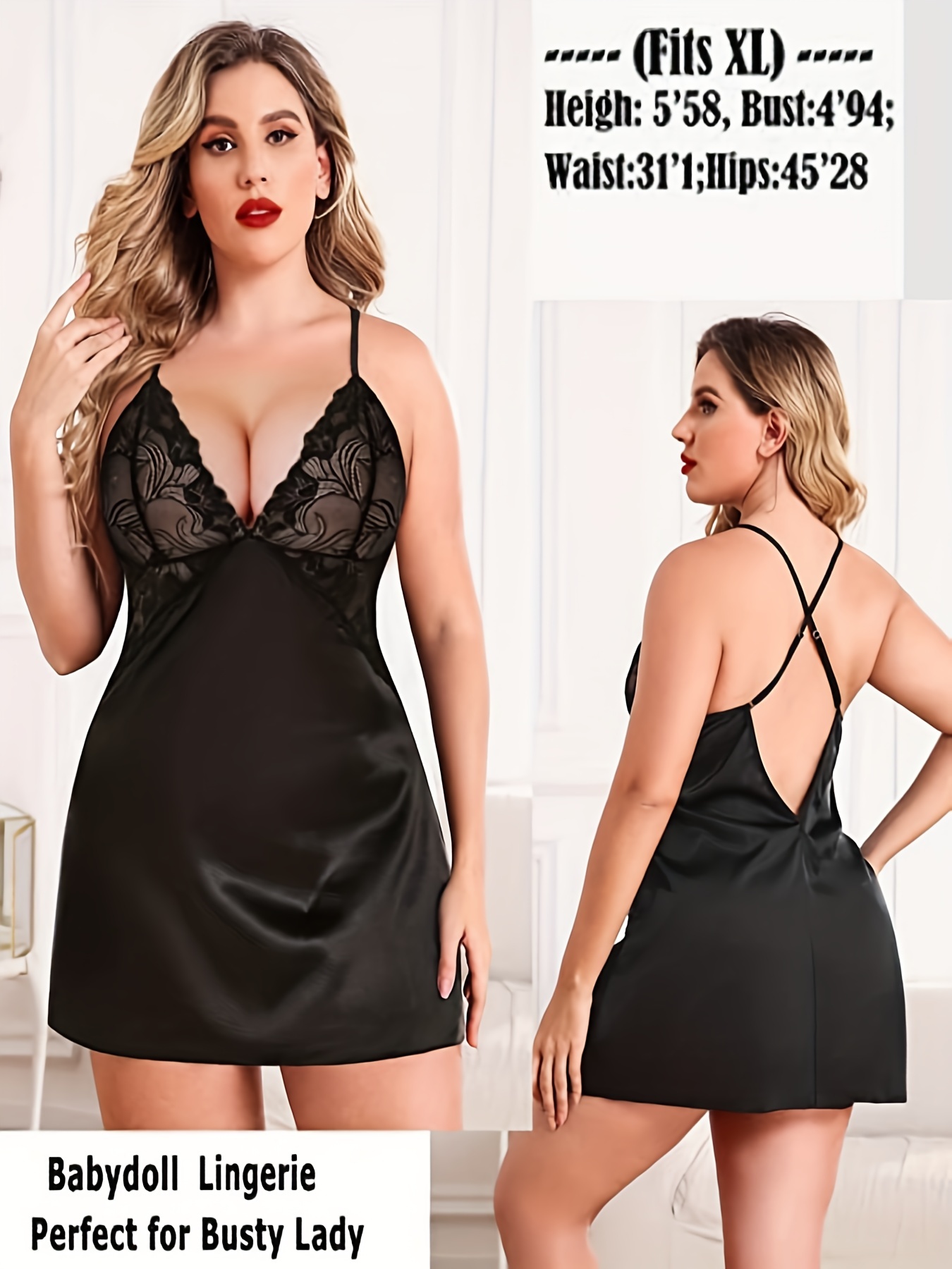 Camisón de satén brillante de  - Babydoll Chemise Night reseña y precio