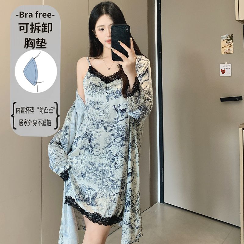 Conjunto de 2 piezas de lencer - Robe Silk Women reseña y precio